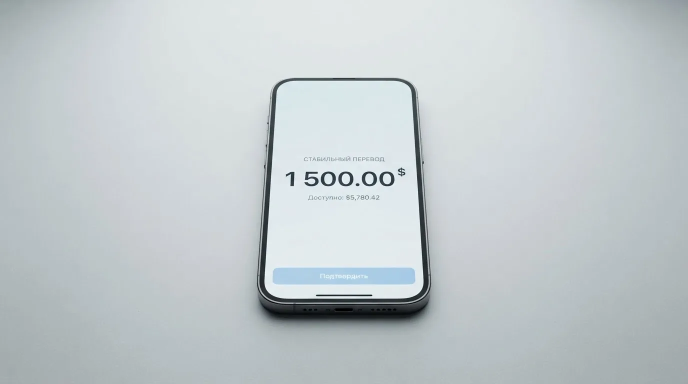 Телефон с экраном перевода стейблкоина