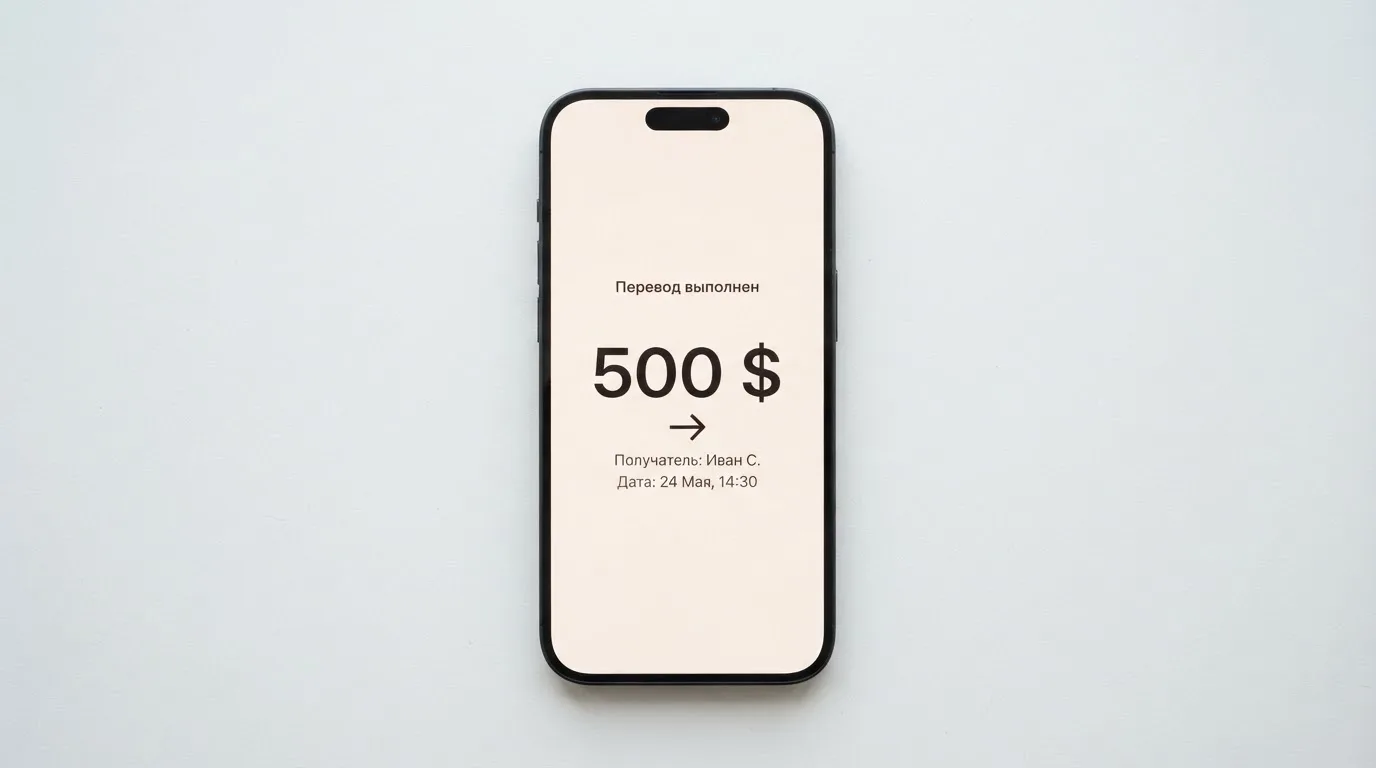 Телефон с экраном перевода стейблкоина