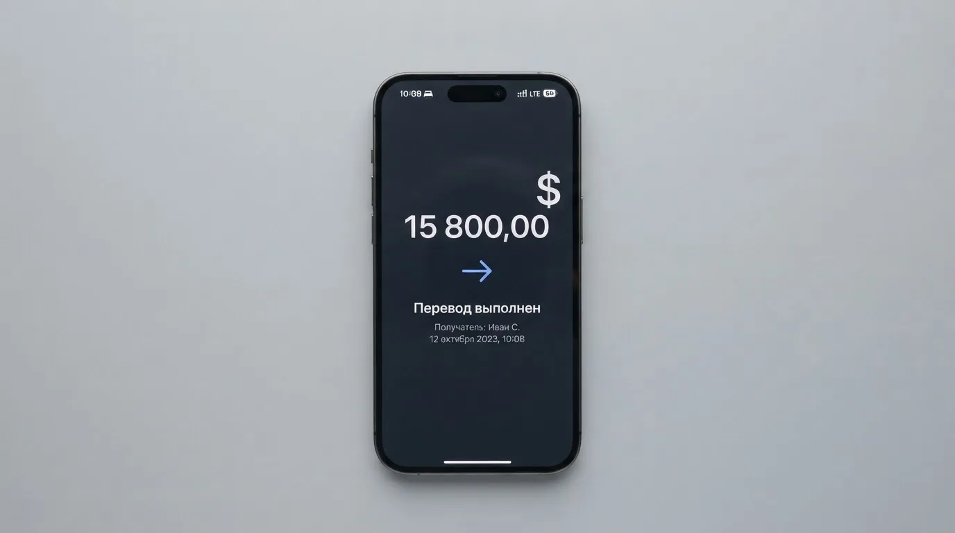 Телефон с экраном перевода стейблкоина