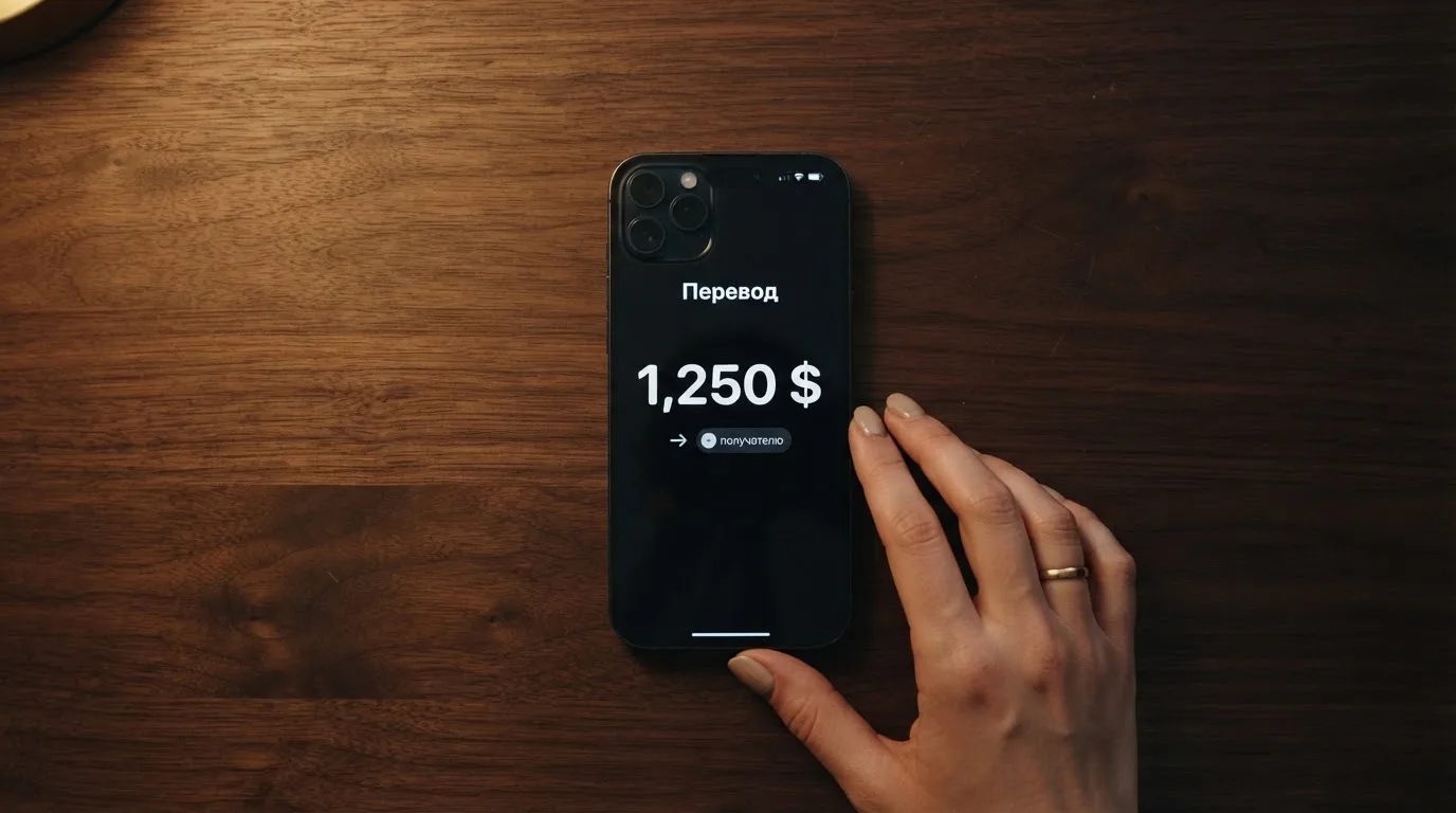 Телефон с экраном перевода стейблкоина