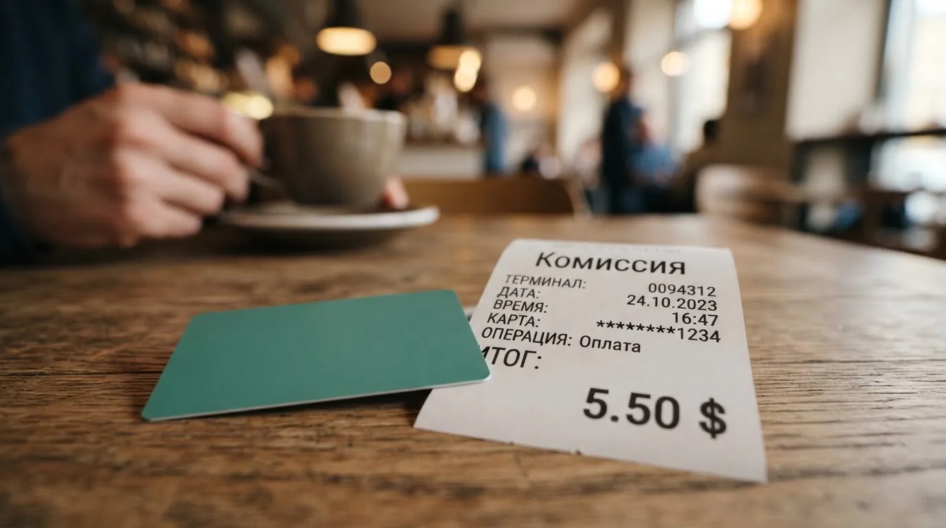 Чек и карта на столике в кафе