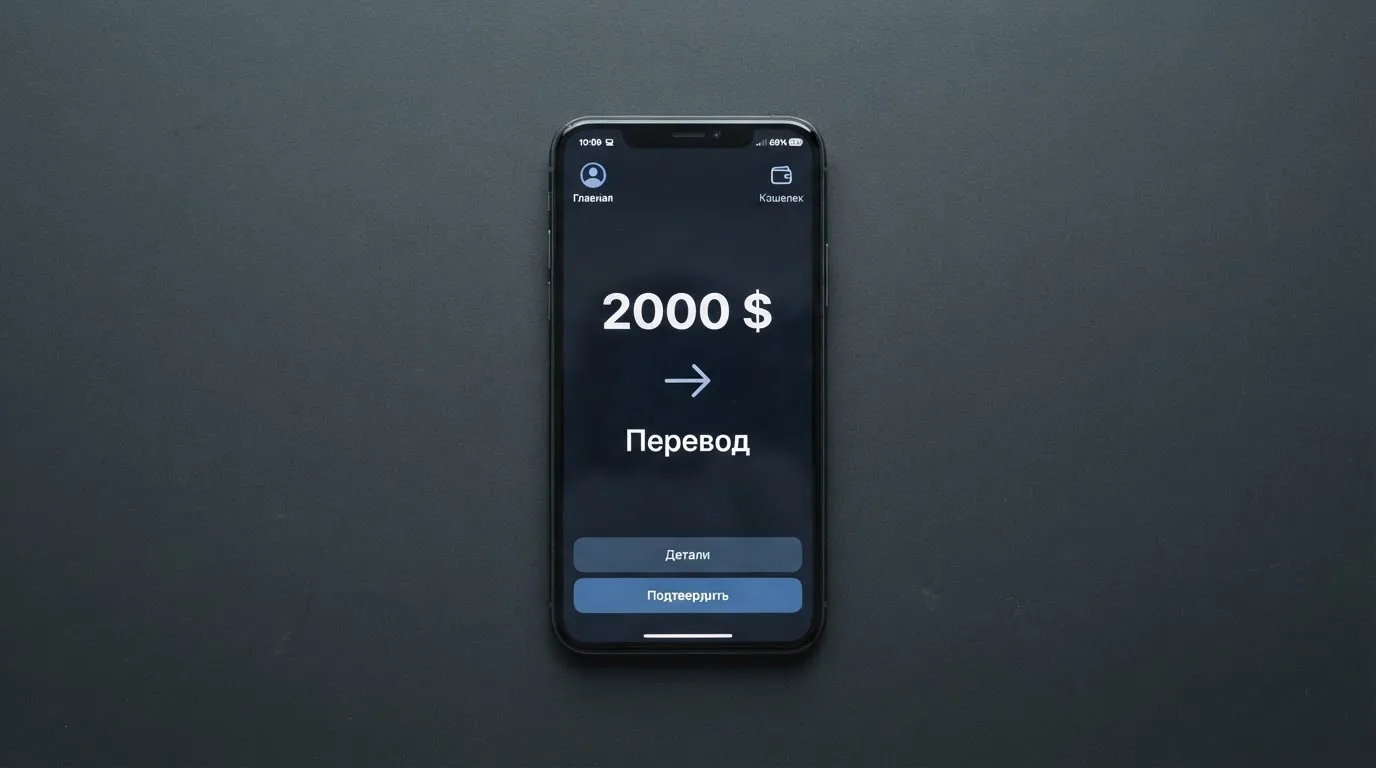 Телефон с экраном перевода стейблкоина