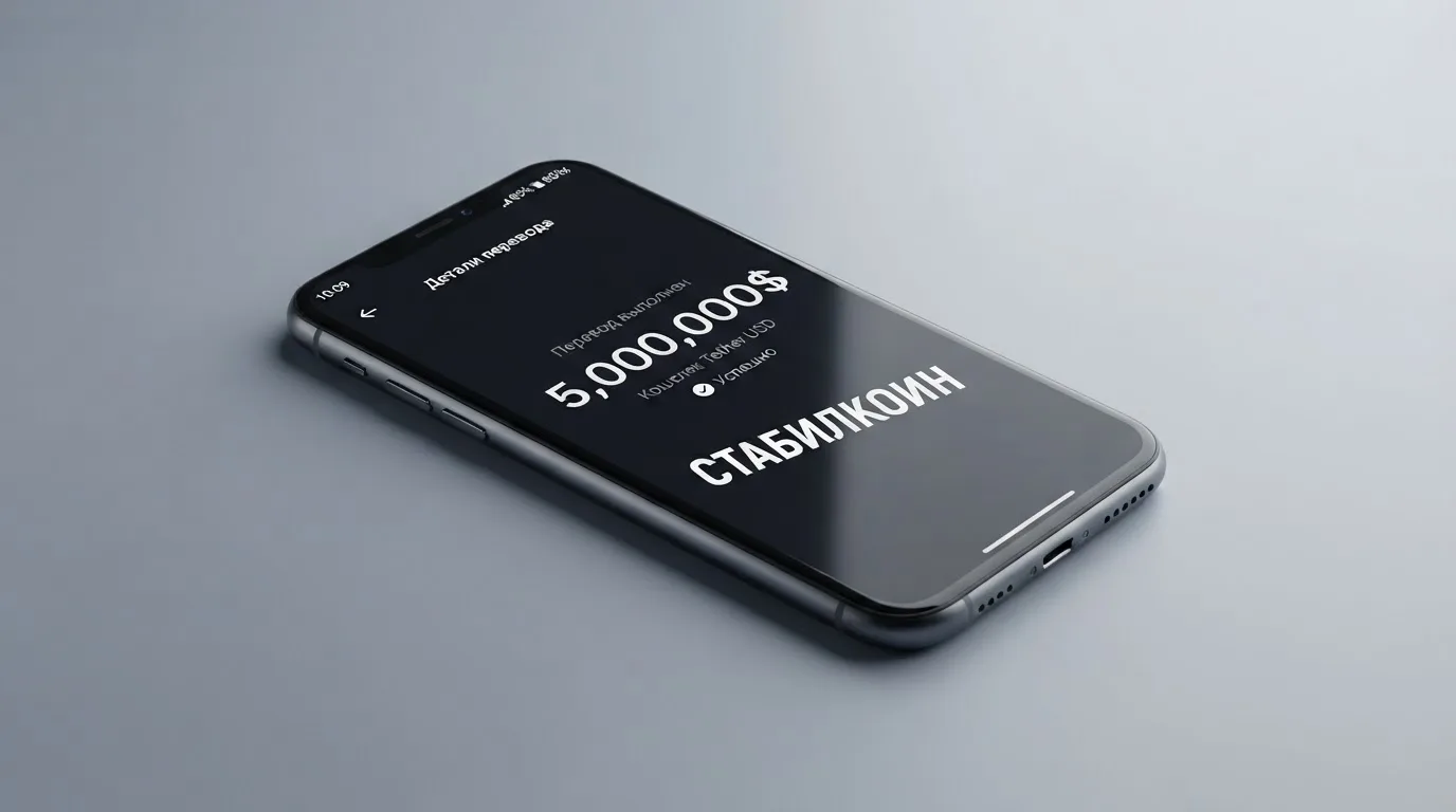 Телефон с экраном перевода стейблкоина
