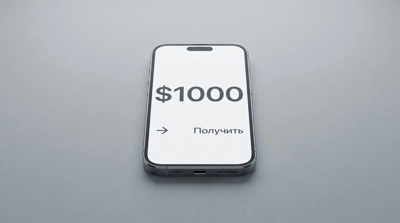 Телефон с экраном перевода стейблкоина